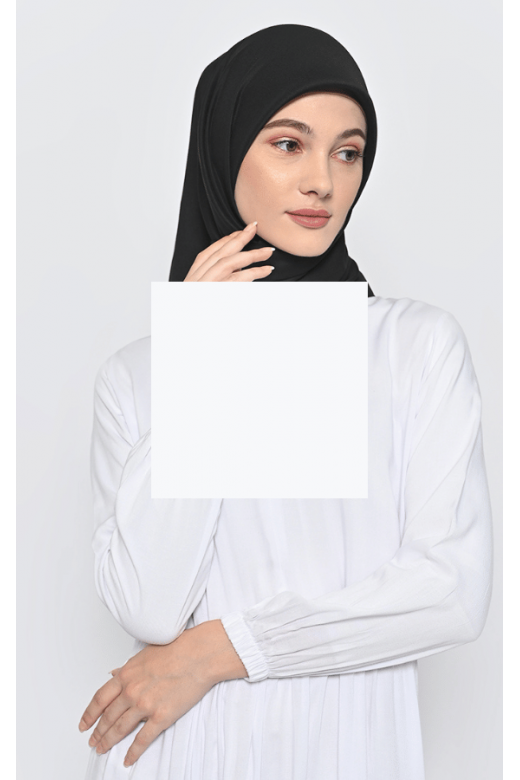 Hijab Segi Empat Voal Lily Jahit Tepi Black